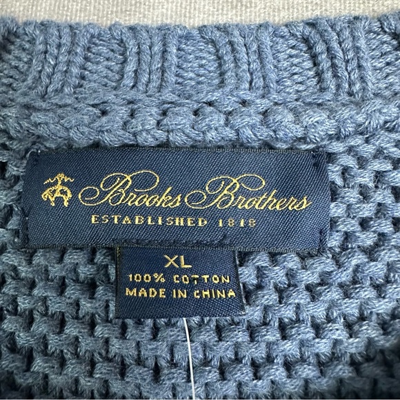 Brooks Brother Cable Knit Long Sleeve Pullover Blue Sweater Size XL Preppy - Picture 4 of 9